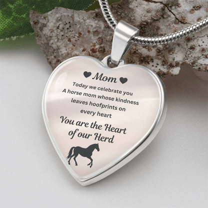 Horse Mom Necklace Gift for Mom – Custom Name Pendant You Are The Heart Of Our Herd – view 4