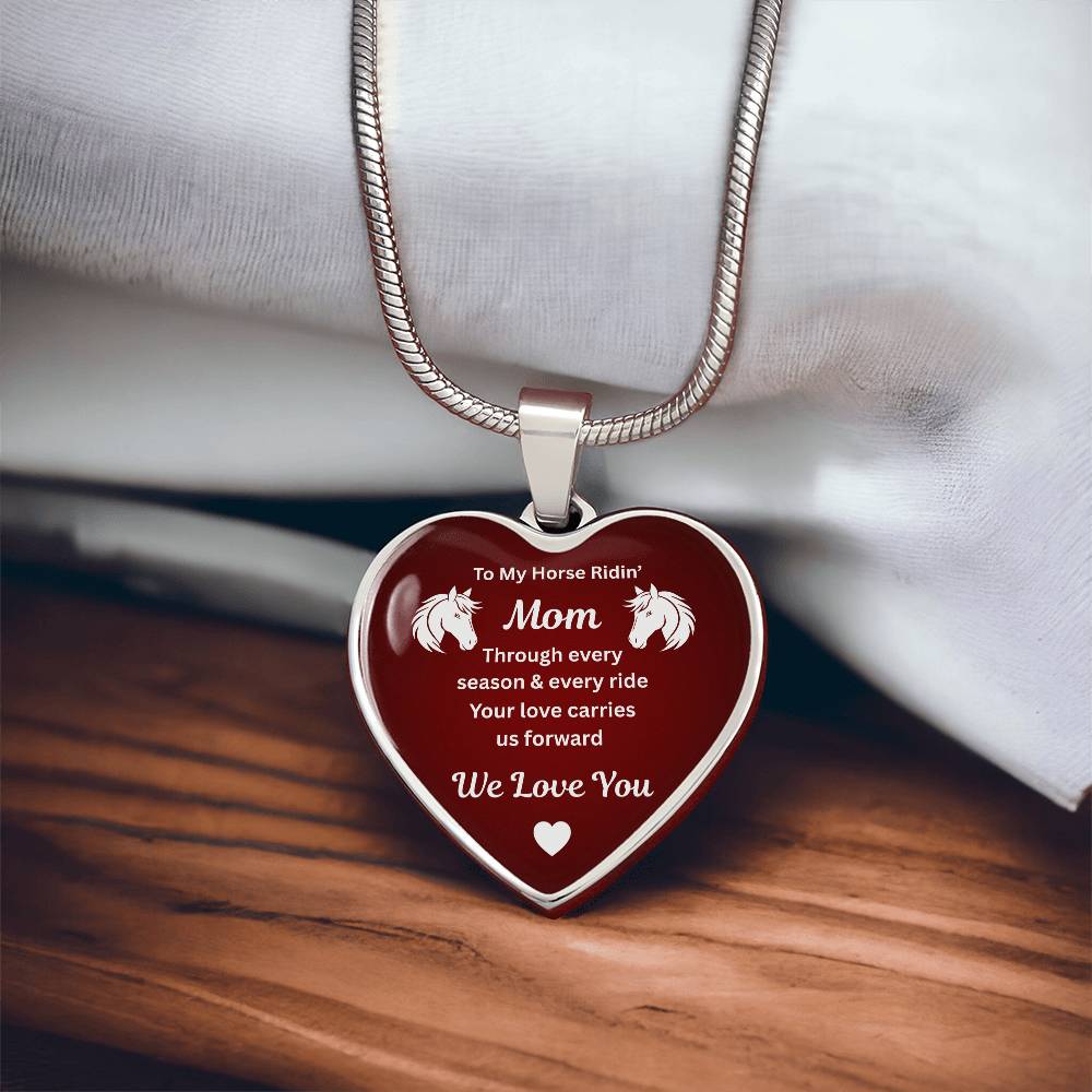 Horse Ridin Mom Heart Pendant Necklace – view 9
