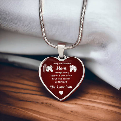 Horse Ridin Mom Heart Pendant Necklace – view 9