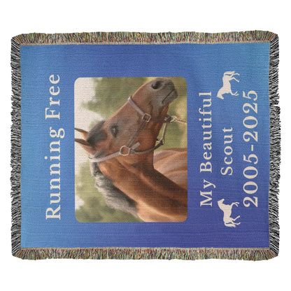 Personalized Horse Photo Woven Blanket with Name & Est Date – view 17