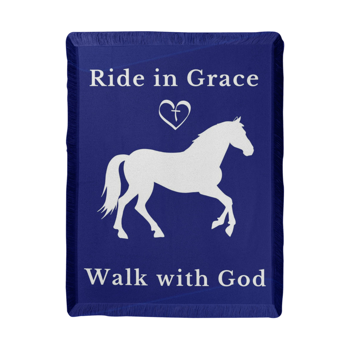 Ride in Grace, Walk with God Woven Blanket – Christian Horse Lover Faith Throw – view 11