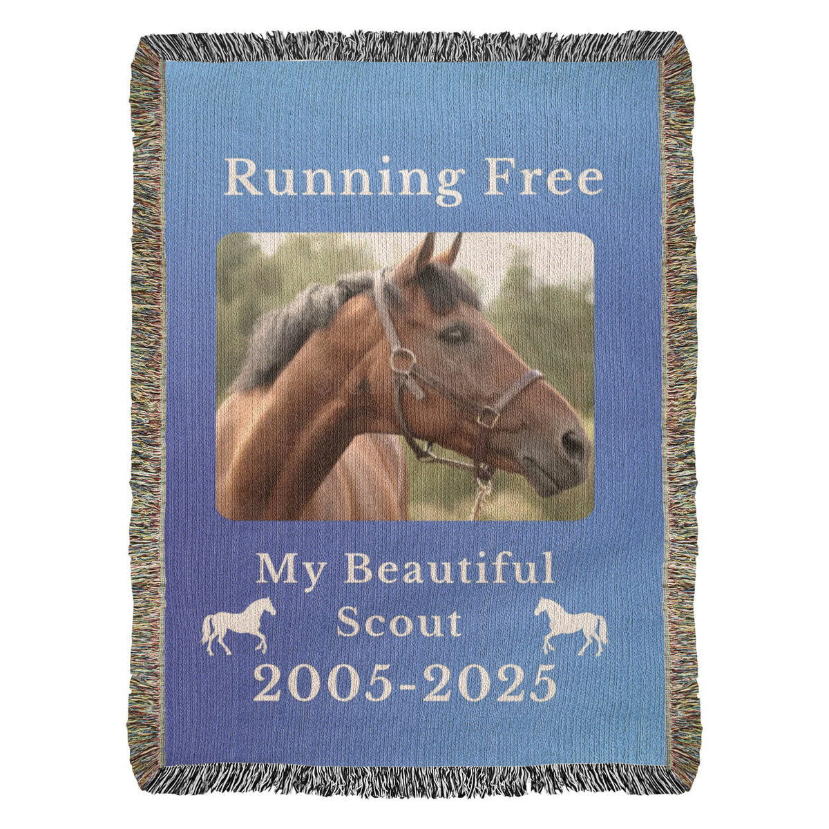 Personalized Horse Photo Woven Blanket with Name & Est Date – view 18