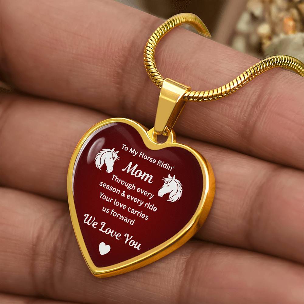 Horse Ridin Mom Heart Pendant Necklace – view 3