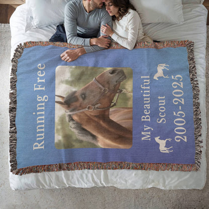 Personalized Horse Photo Woven Blanket with Name & Est Date – view 8
