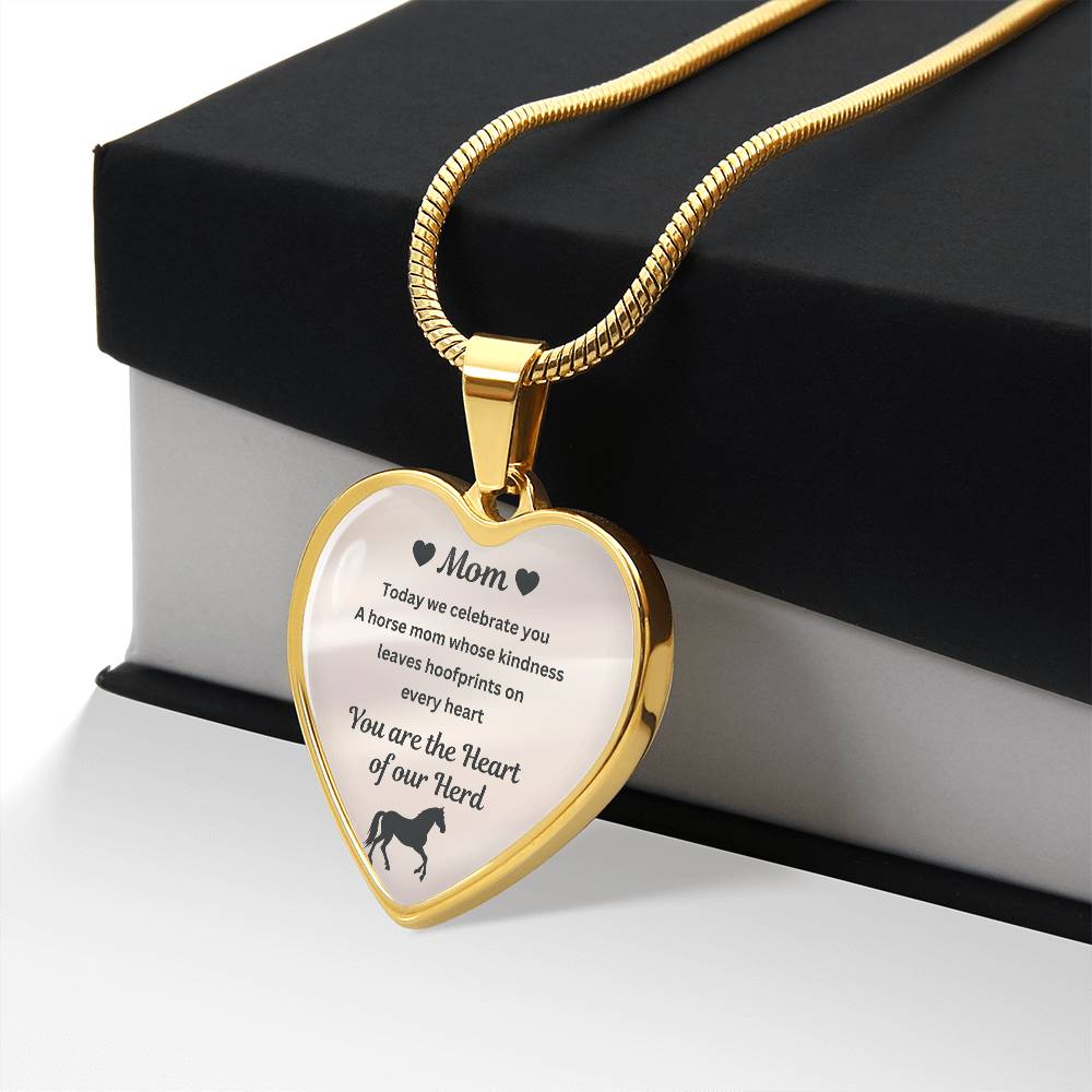 Horse Mom Necklace Gift for Mom – Custom Name Pendant You Are The Heart Of Our Herd – view 9