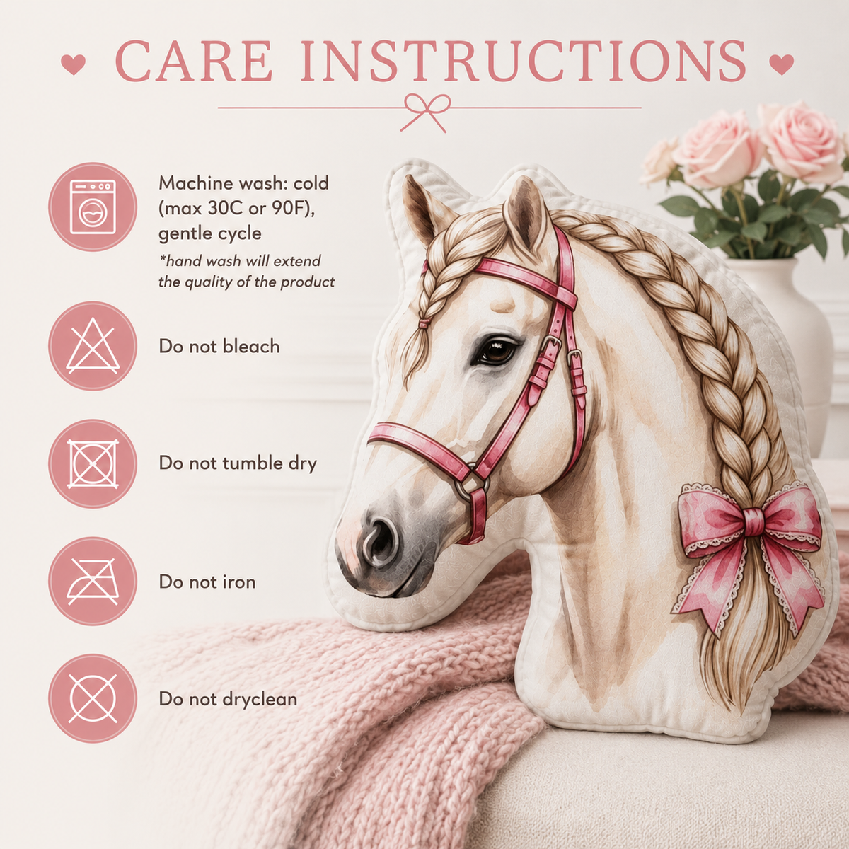 Braided Mane Horse Shaped Pillow