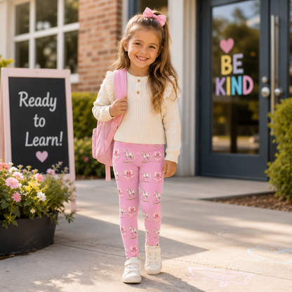 Pink Pony Bow Kids Leggings