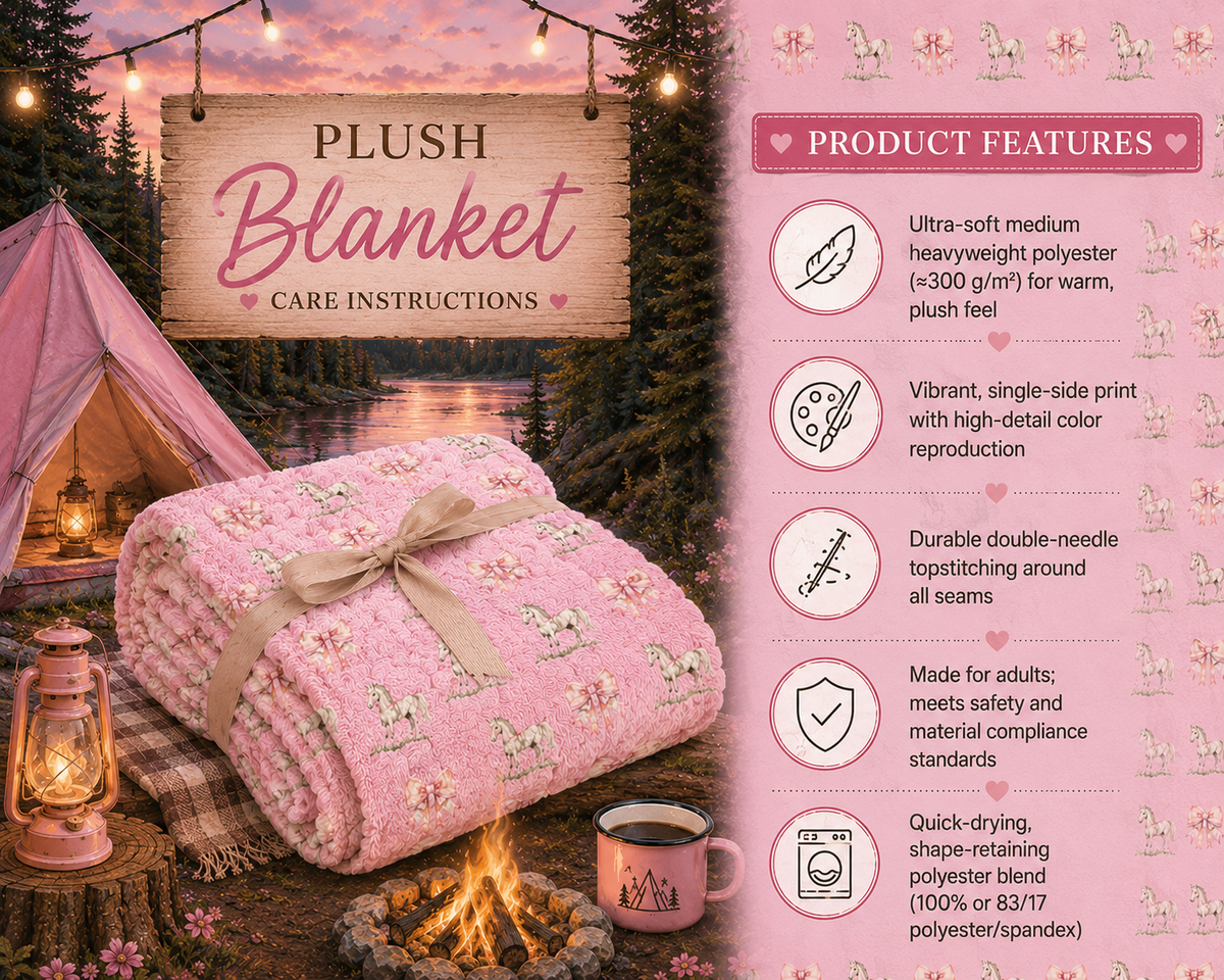 Pink Pony and Bow Plush Velveteen Blanket