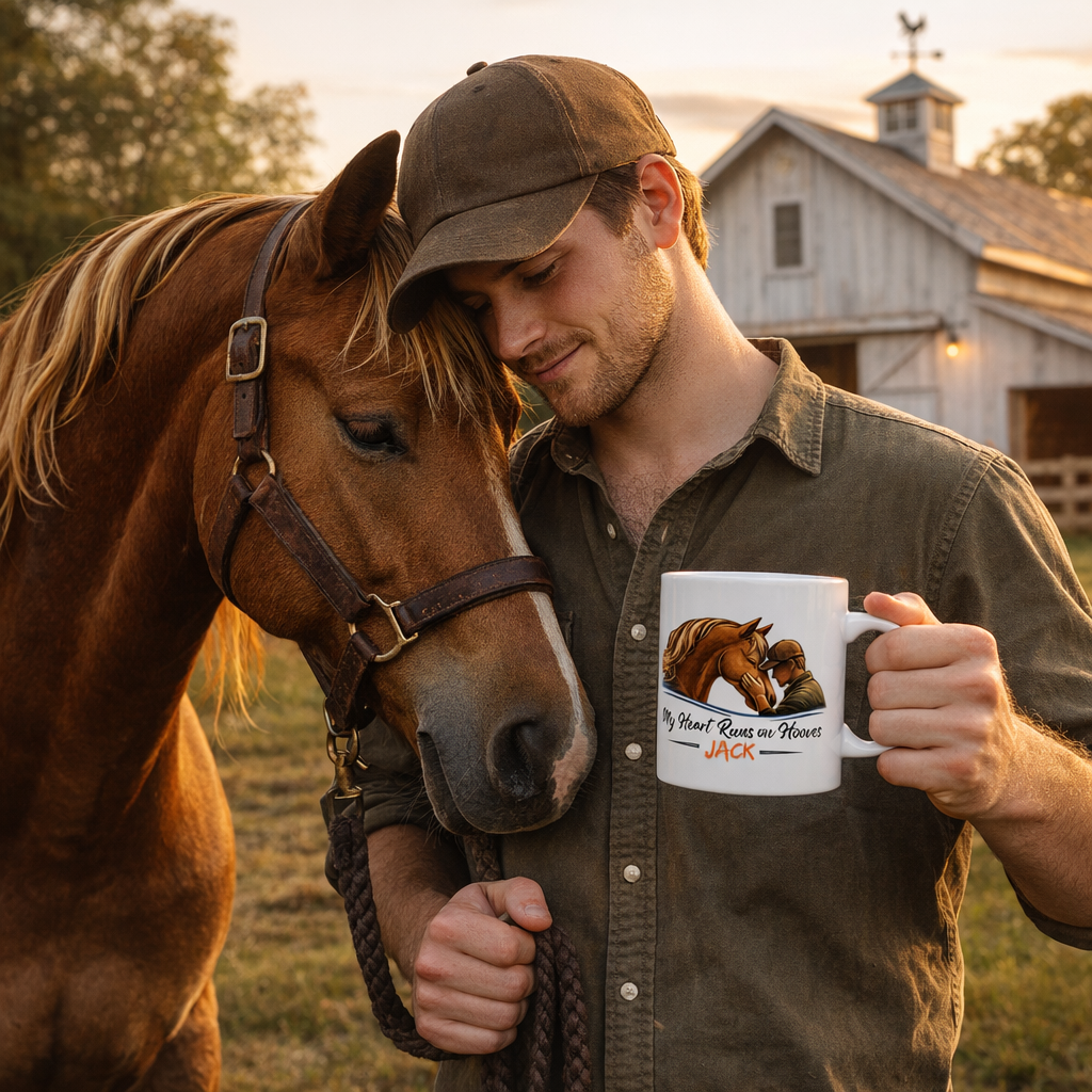 Heart Runs on Hooves Male Ceramic Mug – view 2