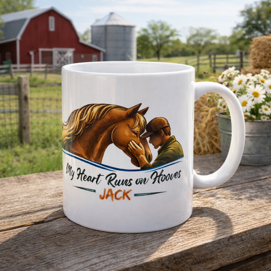 Heart Runs on Hooves Male Ceramic Mug
