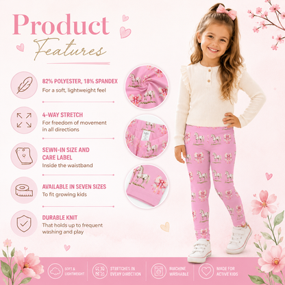 Pink Pony Bow Kids Leggings