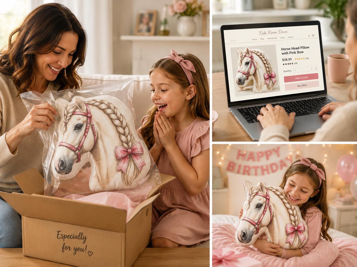Braided Mane Horse Shaped Pillow